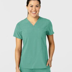 W123 Women's Flex-n-Reach V-Neck Scrub Top Turquoise XL WINK